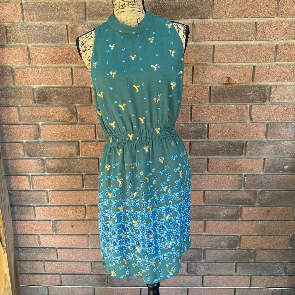 Anthropologie Bates Motel Empyrean Dress Sachin + Babi Green size 6 Sequin Flora